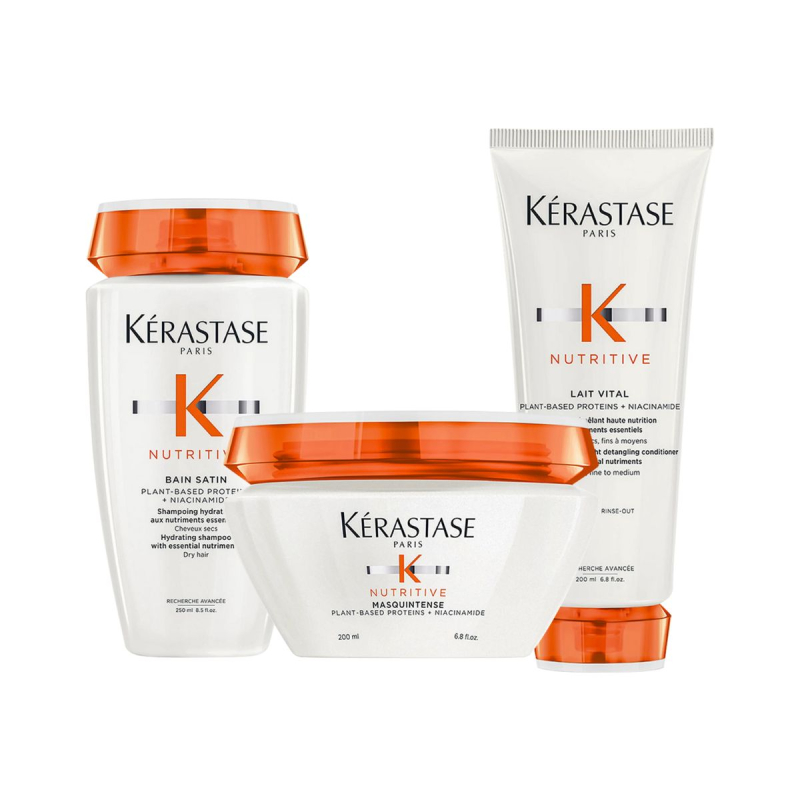 Kérastase Nutritive Kit - Bain Satin 250ml + Masquintense 200ml + Lait Vital - Condicionador 200ml | M2Beauty