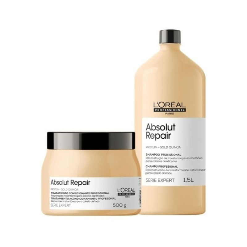 L'Oréal Professionnel Absolut Repair Gold Quinoa Kit - Shampoo 1,500ml + Máscara 500g | M2Beauty