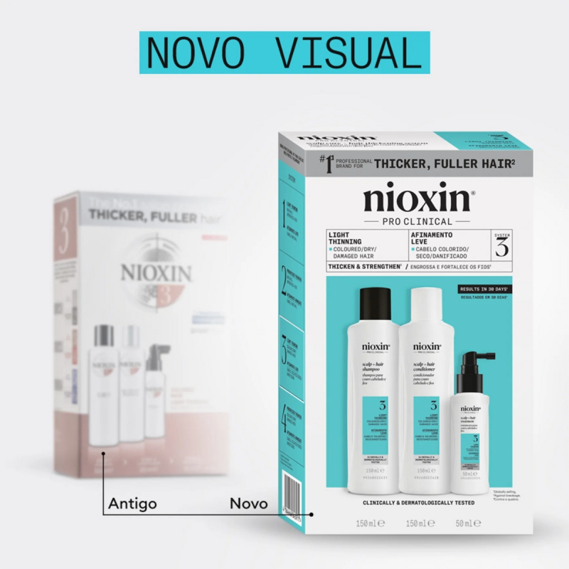 Nioxin System 3 Kit - Shampoo 150ml + Condicionador 150ml + Leave-in 50ml | M2Beauty