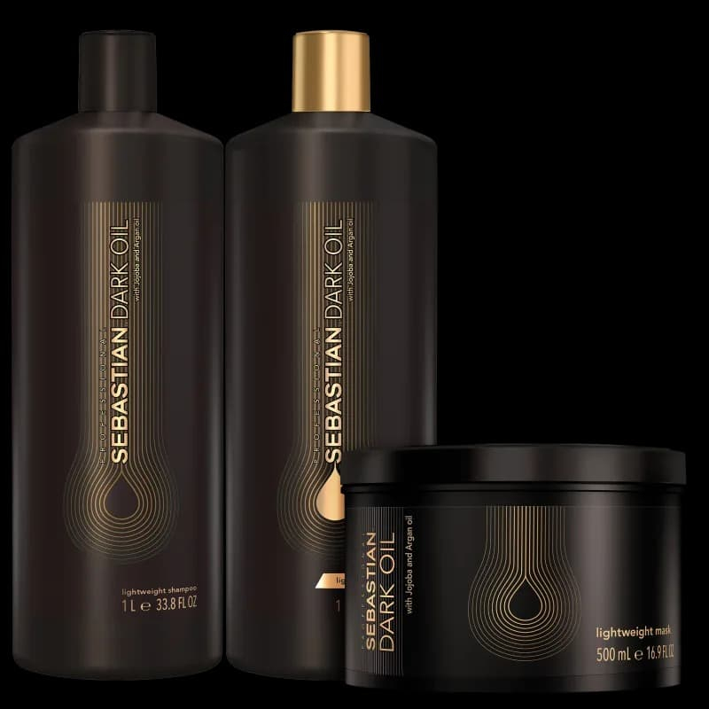 Sebastian Dark Oil Kit - Shampoo 1000ml + Condicionador 1000ml + Máscara 500ml | M2Beauty
