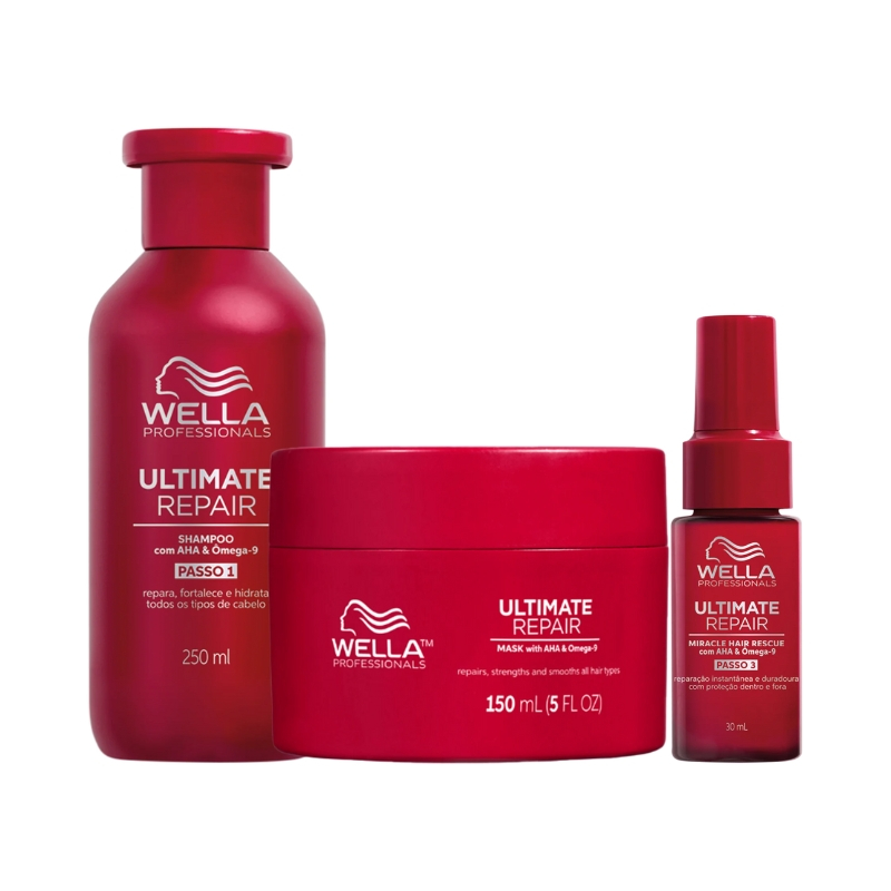 Wella Ultimate Repair Kit - Shampoo 300ml + Máscara 150ml + Leave-in 30ml | M2Beauty