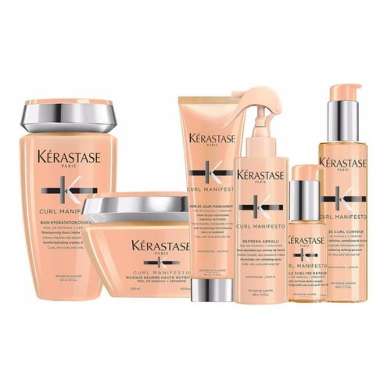 Kerastase Curl Manifesto Kit - Bain 300ml + Máscara 250ml + Creme De Jour 250ml  + Refresh 250ml +  Huile 50ml + Gelée 150ml | M2Beauty
