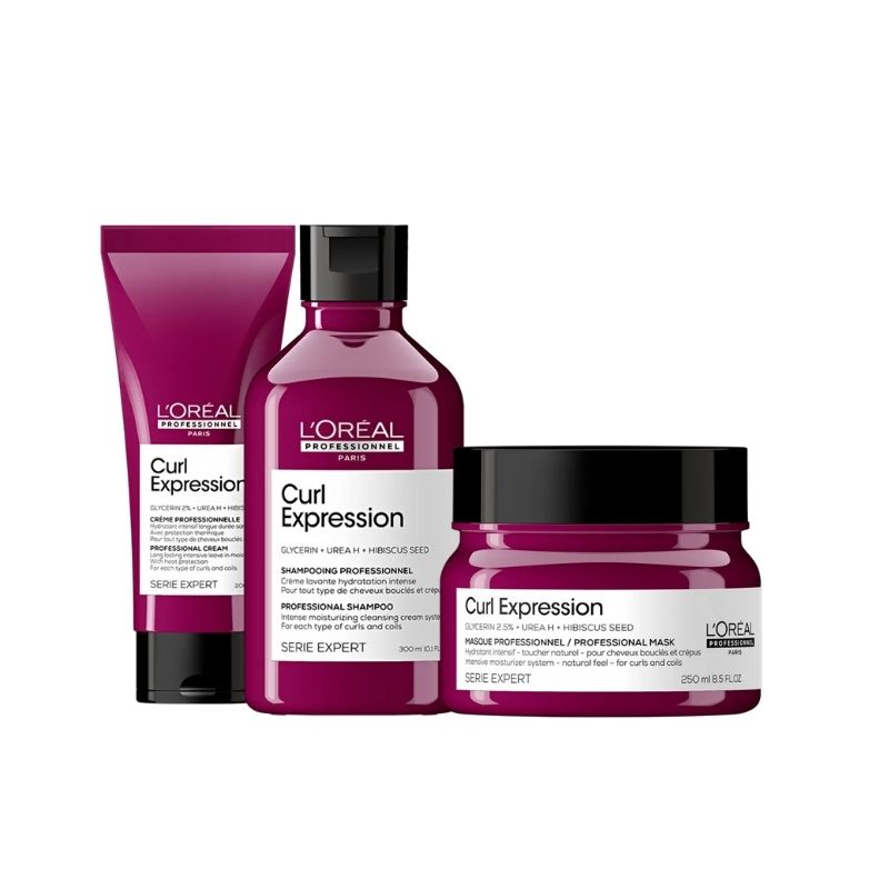 L'Oréal Professionnel Curl Expression Kit - Shampoo Hidratante 300ml + Máscara 250ml + Leave-in 200ml | M2Beauty