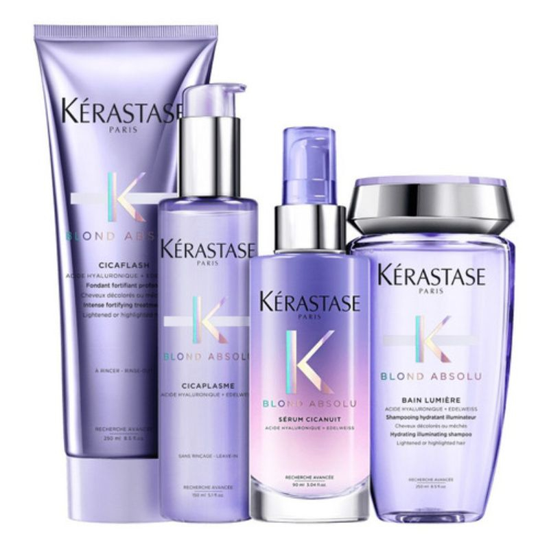 Kérastase Blond Absolu Kit - Bain Lumiéré 250ml + Cicaflash 250ml + Cicaplasme 150ml + Sérum Cicanuit 100ml | M2Beauty