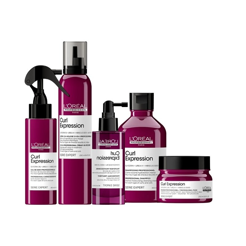 L'Oréal Professionnel Curl Expression Kit - Shampoo Hidratante 300ml + Máscara 250g + Mousse 10 In 1 250ml + Density Stimulator Sérum 90ml + Reviver Leave-in 190ml | M2Beauty