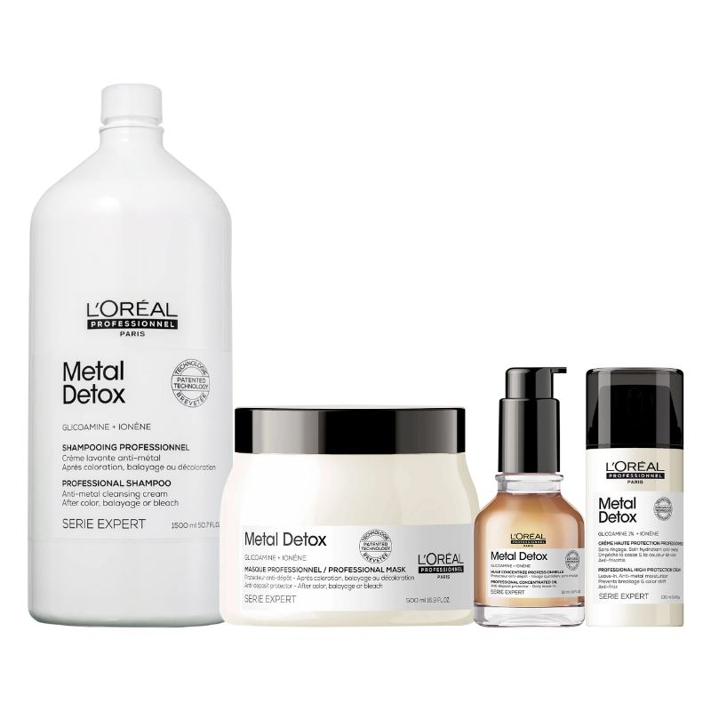 L'Oréal Professionnel Metal Detox Kit - Shampoo 1500ml + Máscara 500ml + Creme Leave-in 100ml + Óleo Capilar 50ml | M2Beauty