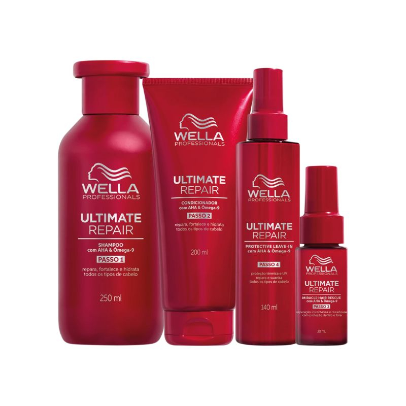 Wella Ultimate Repair Kit - Shampoo 300ml + Condicionador 200ml + Protetor Térmico 140ml + Leave-in 30ml | M2Beauty